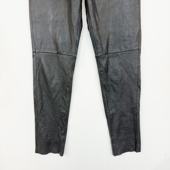 Wilsons Leather Pants Women's 10 Black Raw Hem High Rise - Picture 5 of 15